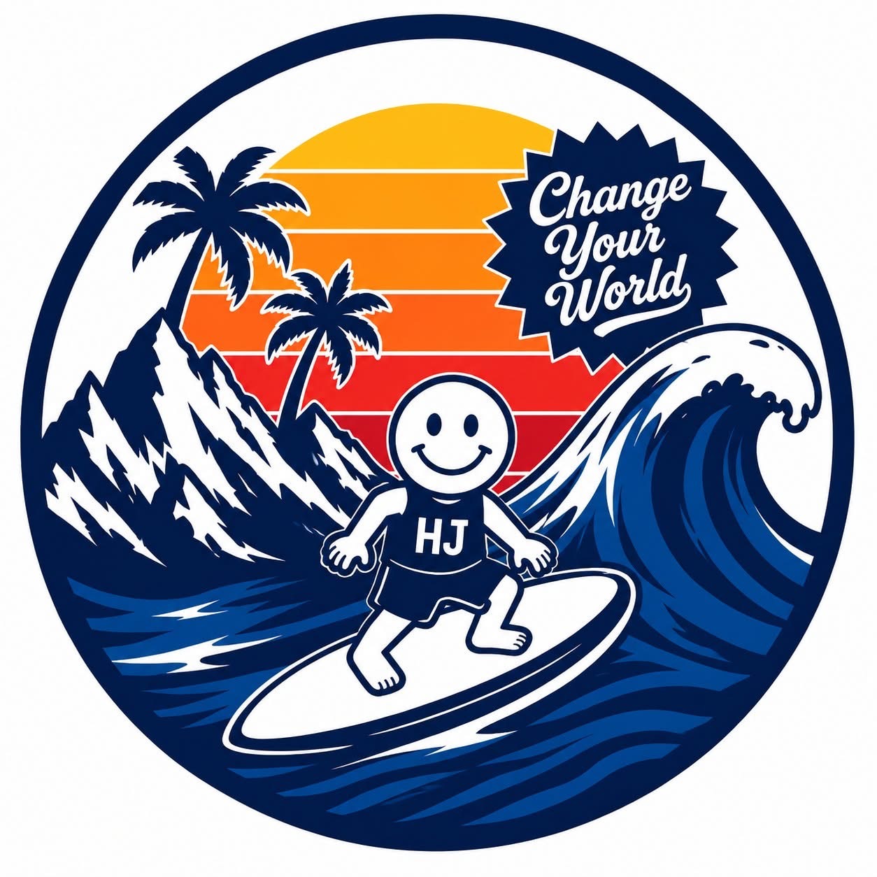Happy Jack surfer badge — Change Your World
